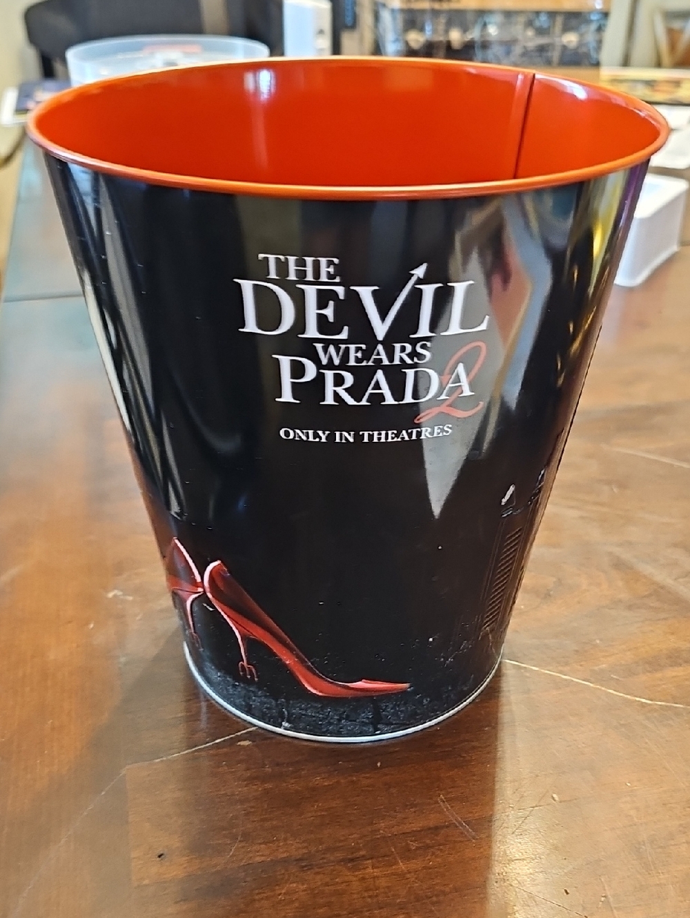The Devil Wears Prada Branded Popcorn Bucket - Black & Red.